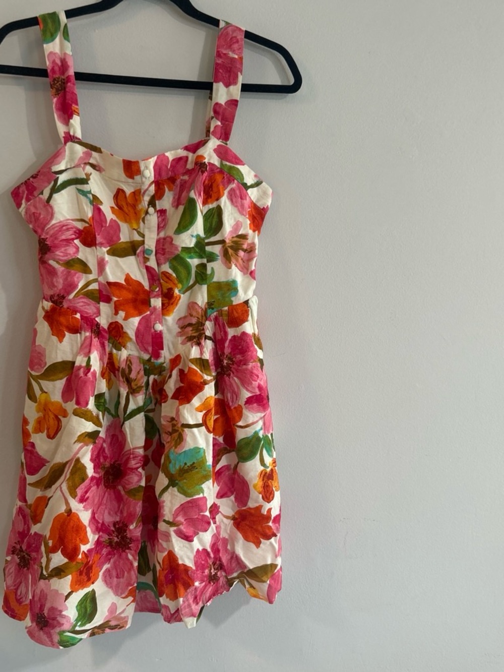 Aqua Floral Sundress in Pink & Orange